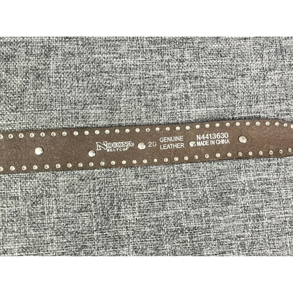 Nocona Belt Co Girls Brown Leather Studded Pink Heart Cross Belt Strap Size 20